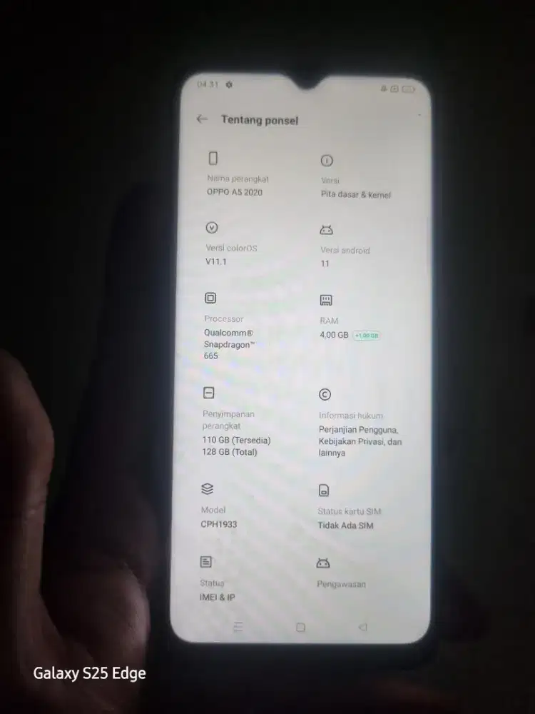 Oppo A5 2020 4/128 Original masih bawaan pabrik. LCD ori