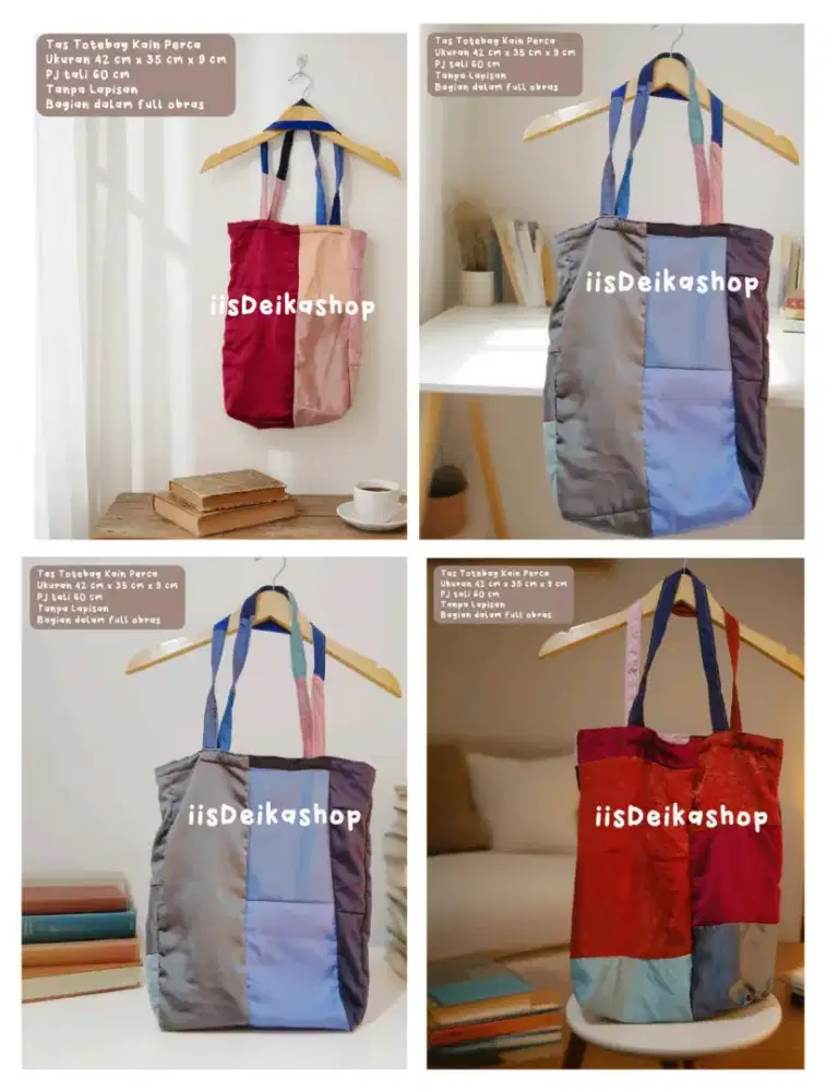 Tas Totebag Kain Perca Handmade — Unik, Ringan