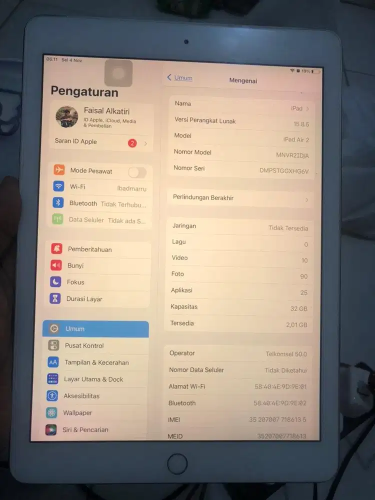 Dijual Ipad Air 2. 32 GB (Wi-Fi & Celuler)