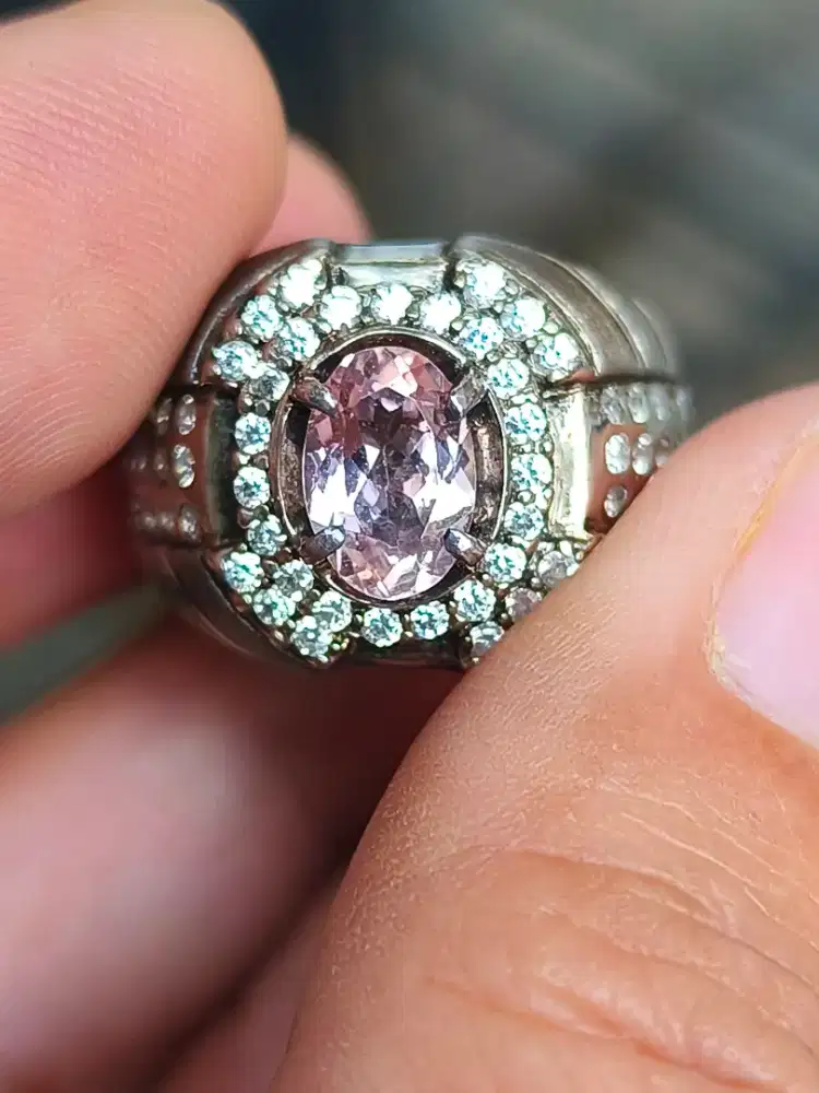 Batu tourmaline pink 1.47 carat ring perak memo CGL top kristal