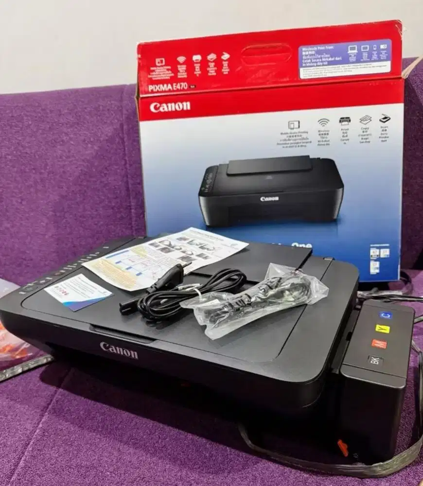 Smart printer canon pixma e470 + tabung injek kotak(tinta)