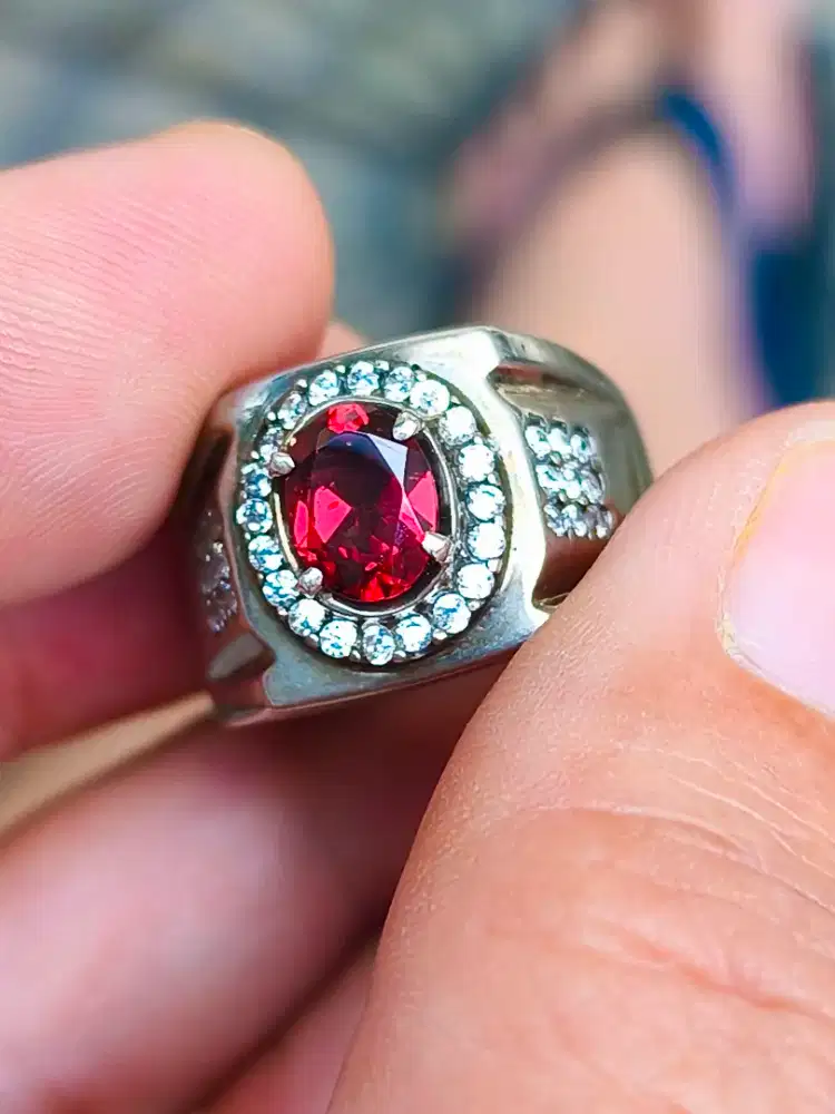 Batu garnet Rhodolite 1.62 carat ring perak memo CGL