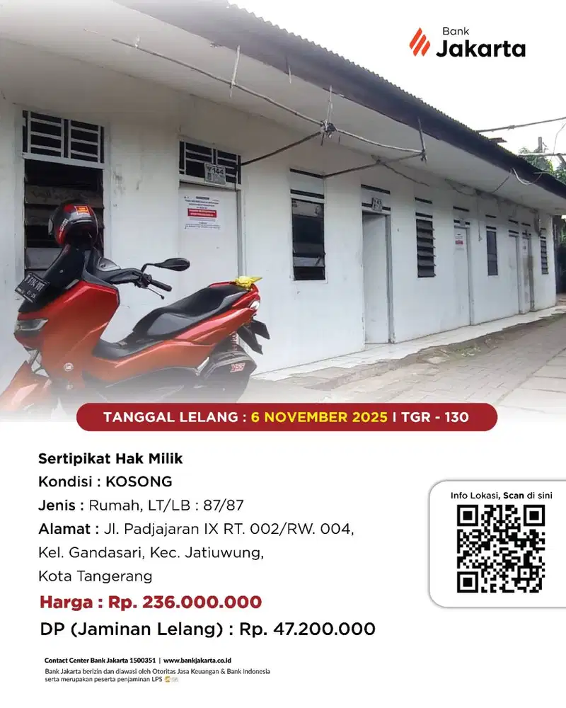 LELANG BANK DKI - DIJUAL VIA LELANG RUMAH JL. PADJAJARAN IX