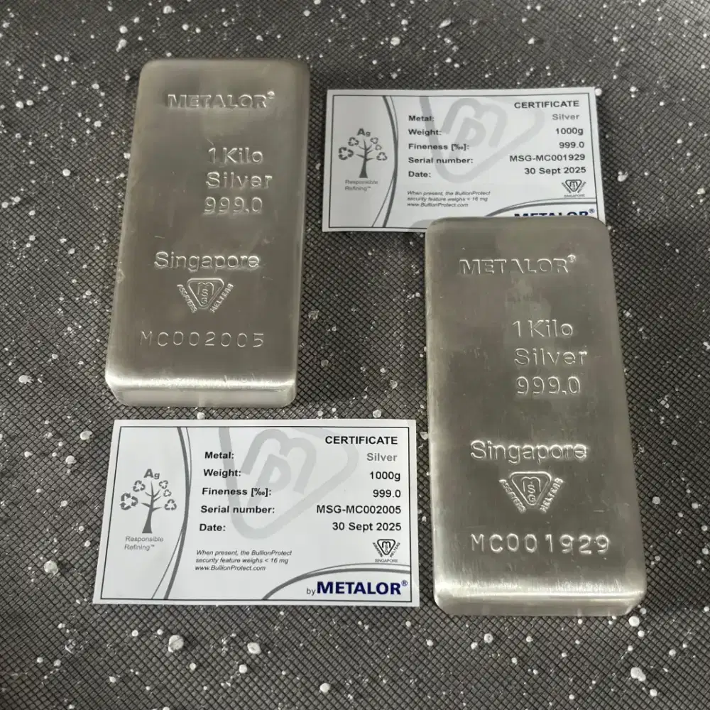 LOGAM MULIA PERAK BATANGAN 999.0 % SERTIFIKAT