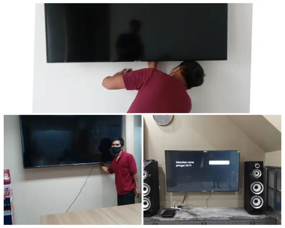 Pasangkan bracket dan Braket plus pasang terima rapih breket led tv