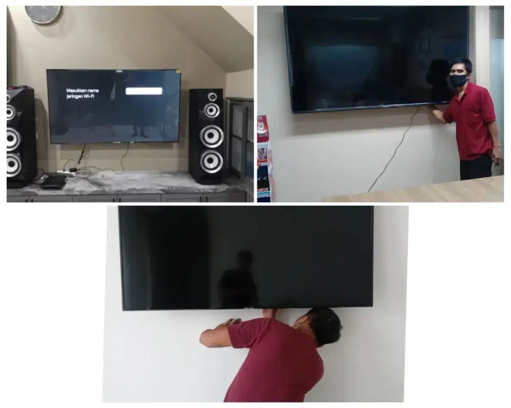 Pasangkan bracket dan Braket plus pasang terima rapih breket led tv