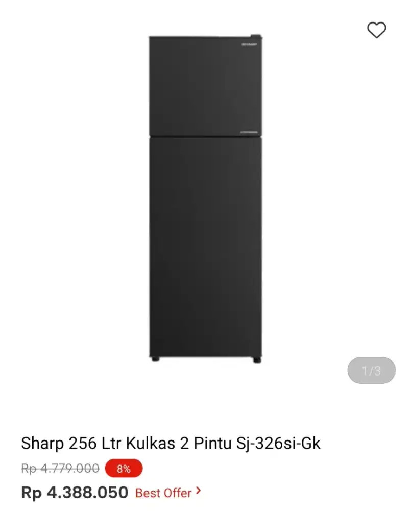 KULKAS SHARP 2 PINTU SJ-326SI-GK 256 LTR