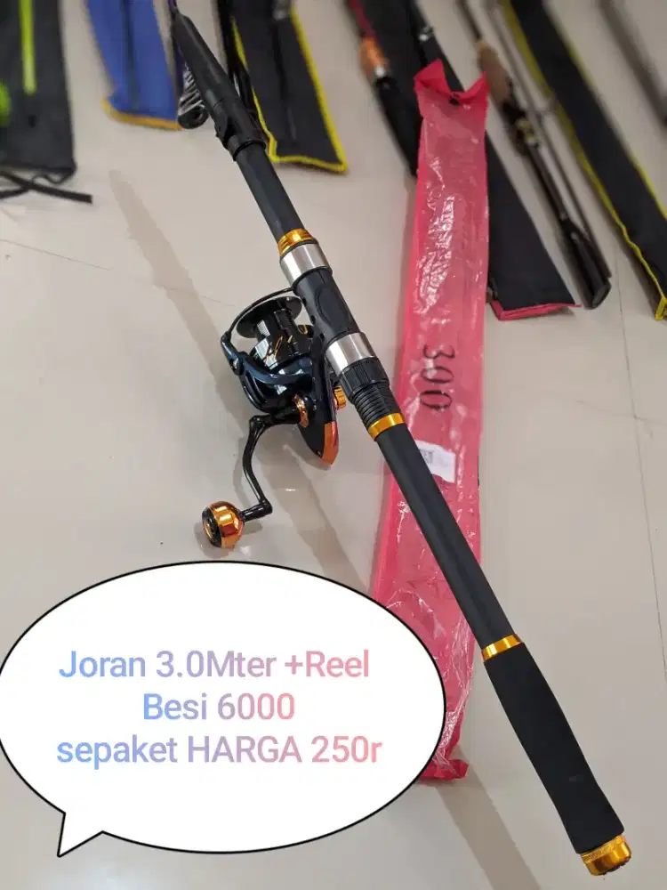 Joran Pancing 3.0 Meter + Reel besi 6000 BARU