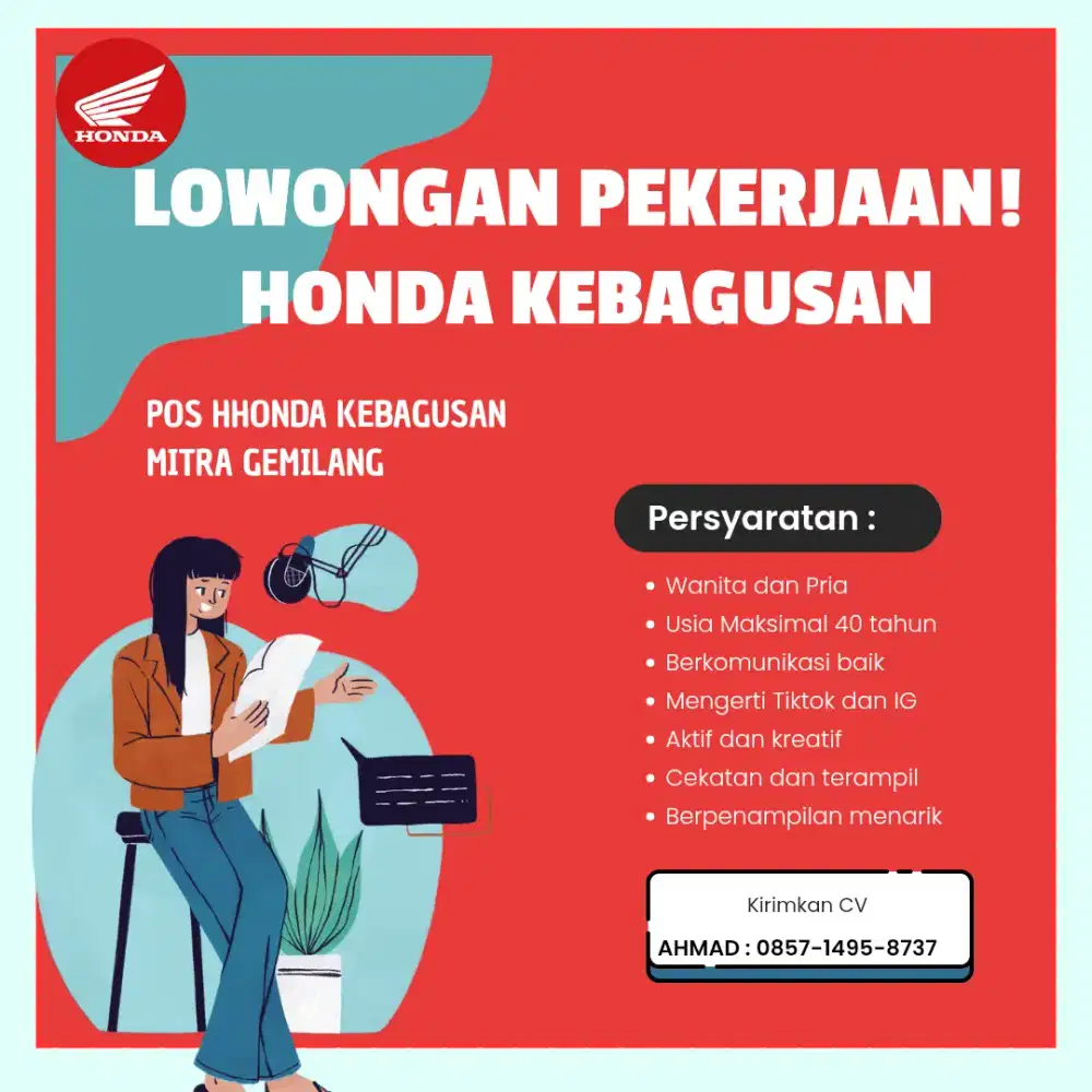 Di butuh kan sels marketing honda Mitra gemilang kebagusan