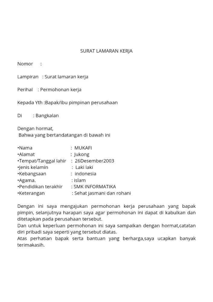 Surat lamaran kerja