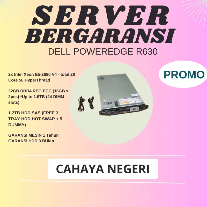 PROMO SERVER Dell PowerEdge R630 Intel Xeon E5-2680V4 GARANSI 1 Tahun