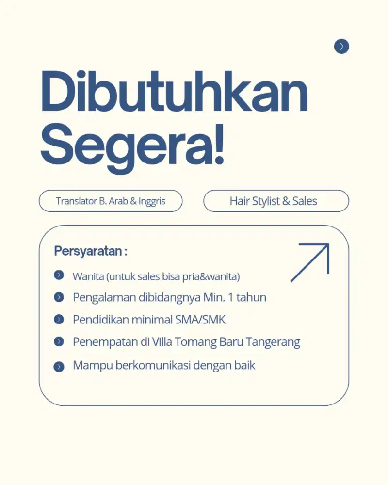 Lowongan Translator Bahasa Arab & Inggris