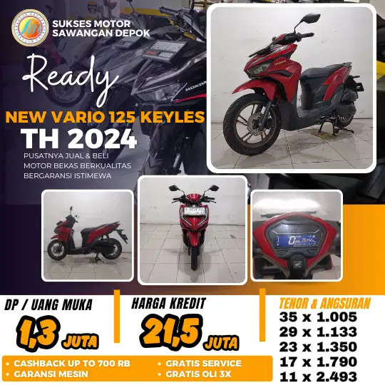 BISA CASH KREDIT HONDA NEW VARIO 125 KEYLES TH 2024 MULUS BERGARANSI