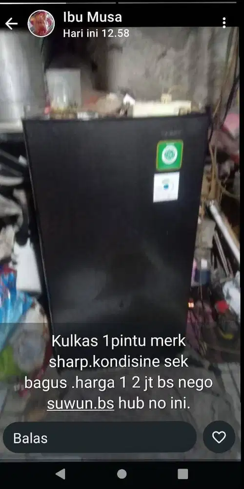 Dijual cepat kulkas 1 pintu