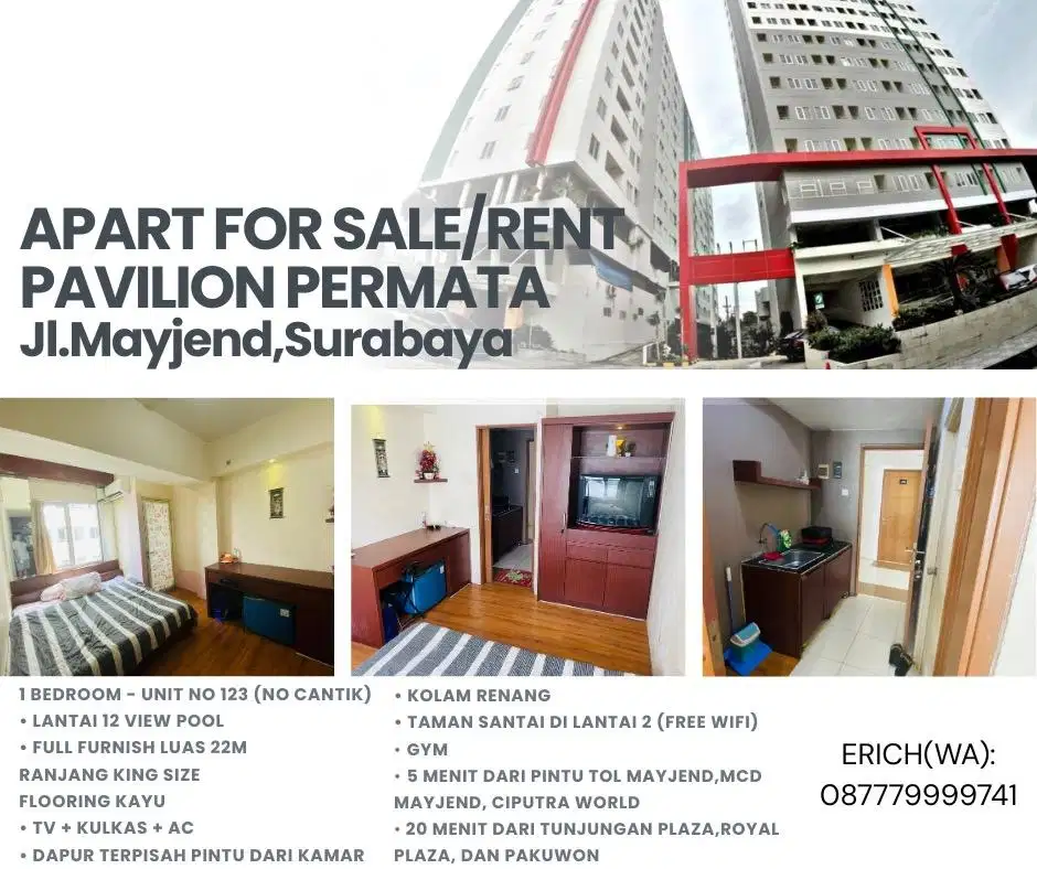 DIJUAL APARTEMEN PAVILION PAVILIUN PERMATA dkt apartment tanglin ptc
