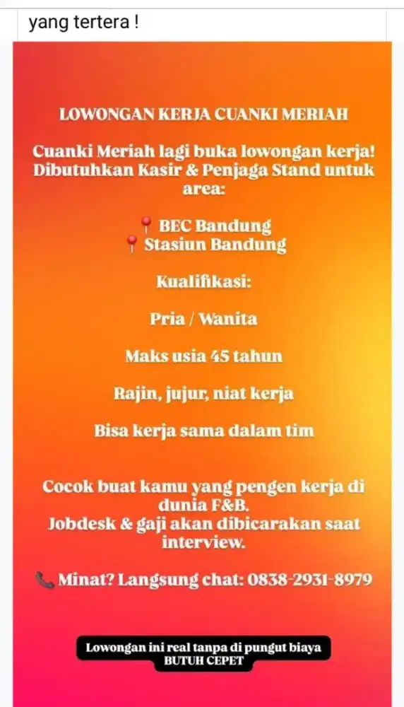 LOWONGAN KERJA CUANKI MERIAH