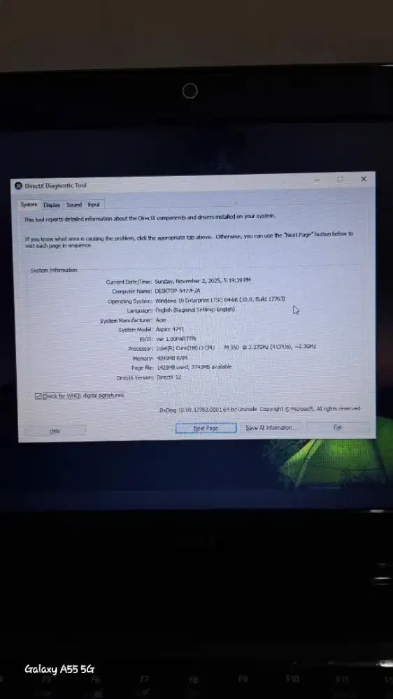 Laptop Acer Aspire type 4741