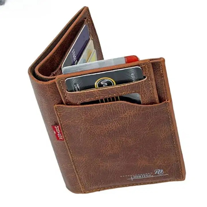 Dompet kulit pria klasik warna coklat cerah do19 desain elegan