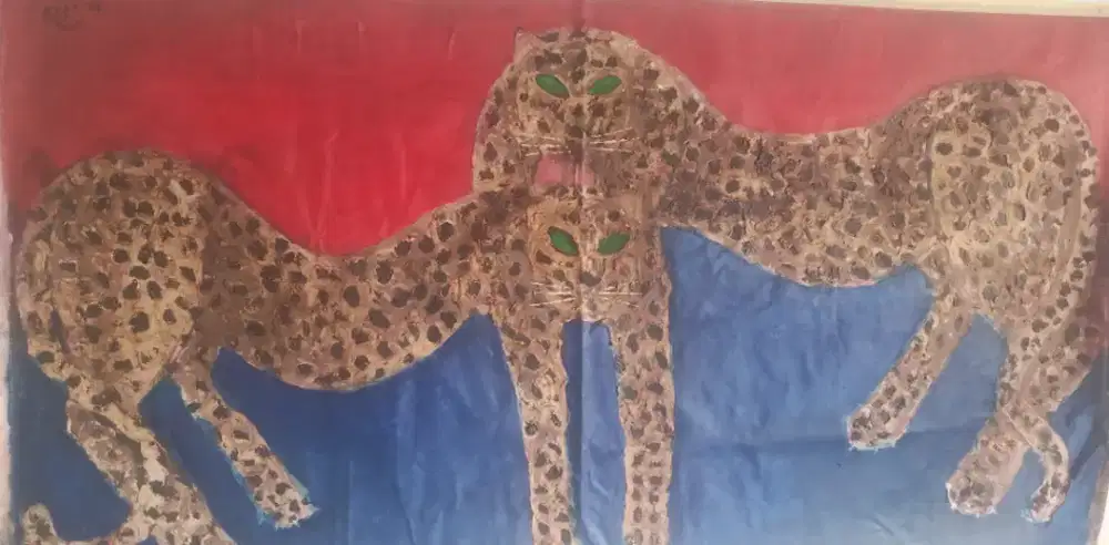 Lukisan Dekorasi Repro Super. Dua Macan