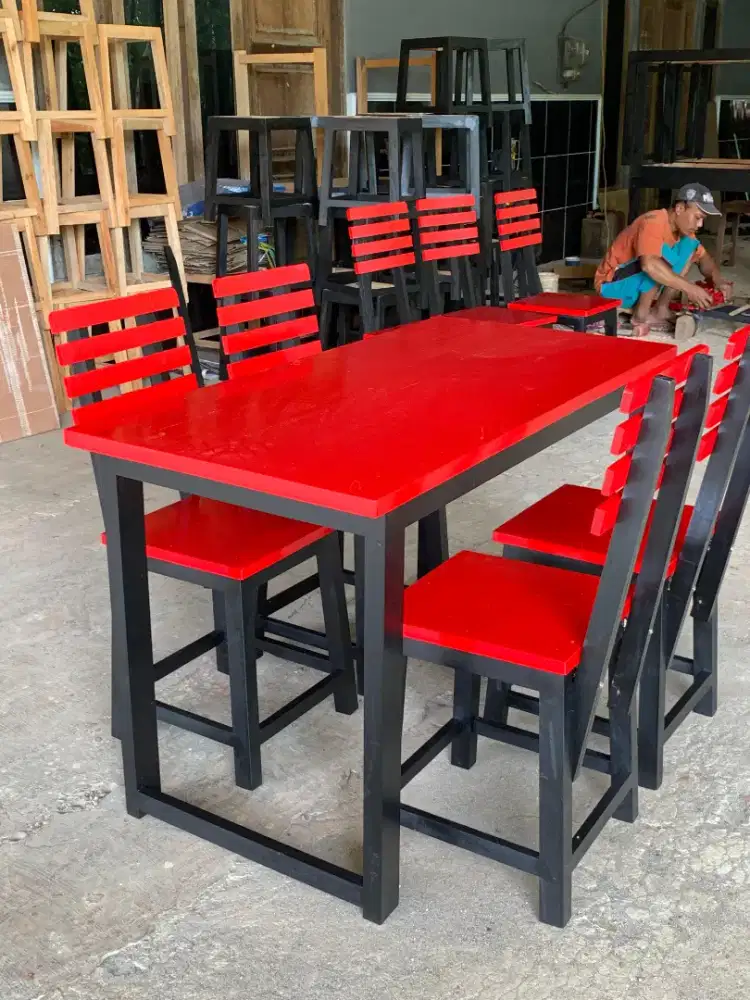 Set meja kursi kedai, warung makan