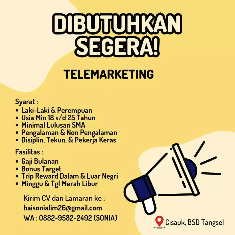 DIBUTUHKAN TELEMARKETING