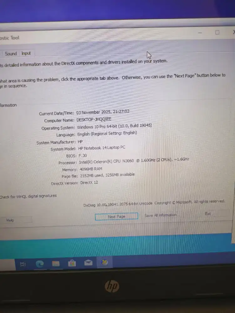 Laptop Hp 14 Ram 4 Gb