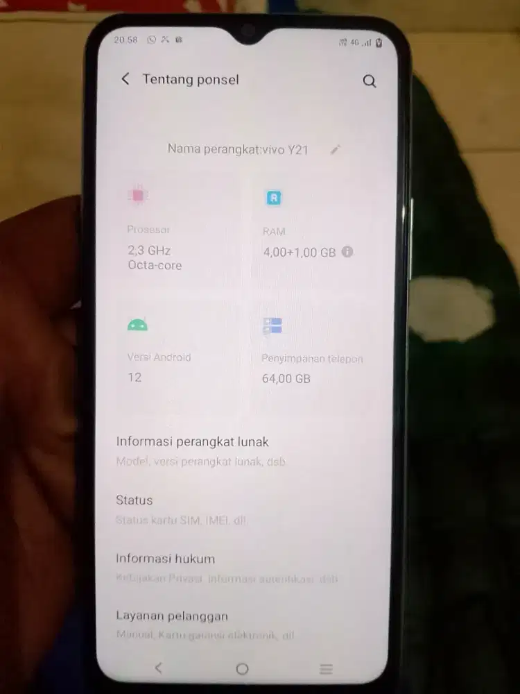 Di jual cepat vivo y21 ram 4/64 batangan