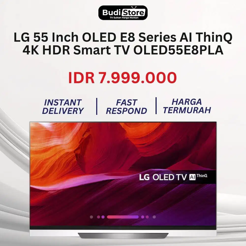 LG 55 Inch OLED E8 Series AI ThinQ 4K HDR Smart TV OLED55E8PLA