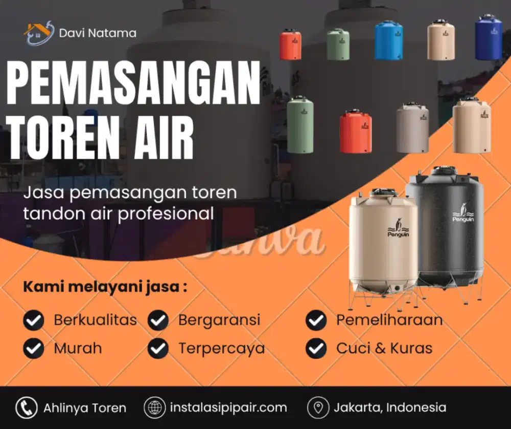 Jasa Pasang Toren Air - Tukang Isnstalasi Tandon Air Terdekat