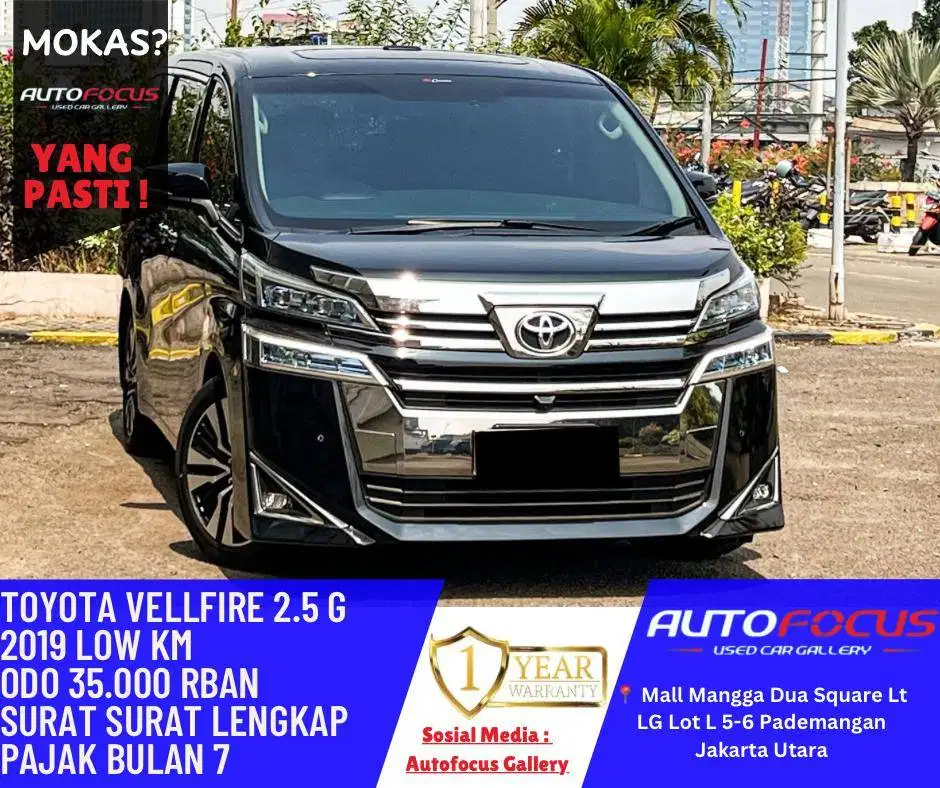 Tangan Pertama _ Toyota Vellfire 2.5 G AT Hitam Metalik 2019 Low Km 35