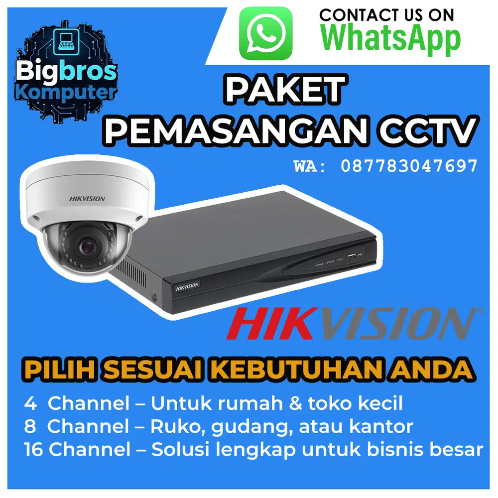 PAKET PEMASANGAN CCTV 4CH | 8CH | 16CH |