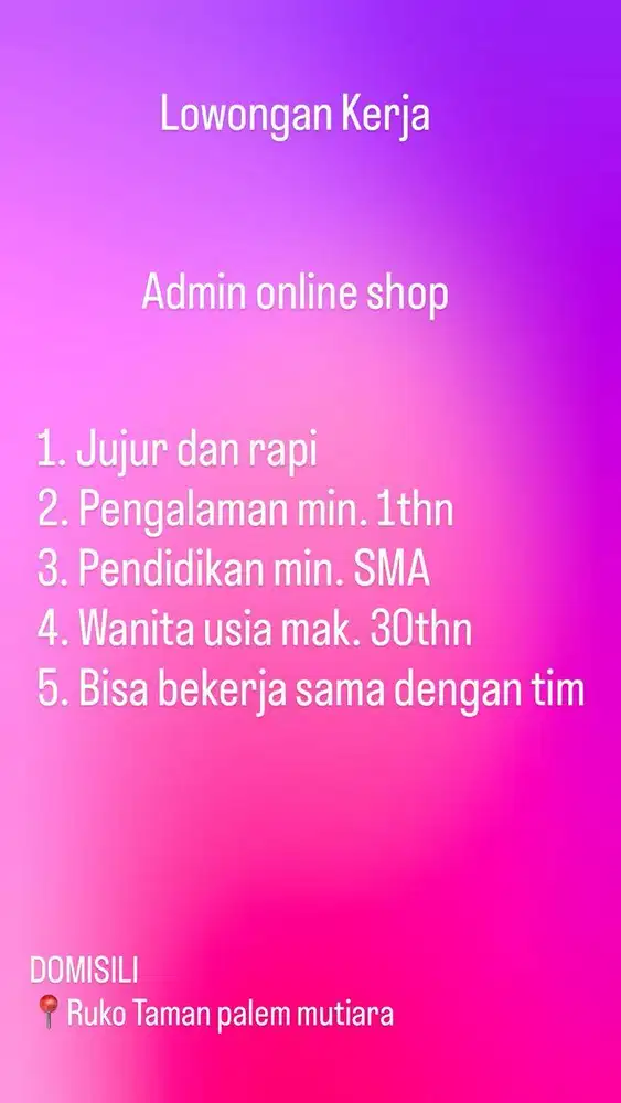 DICARI SEGERA ADMIN ONLINE SHOP chat WA