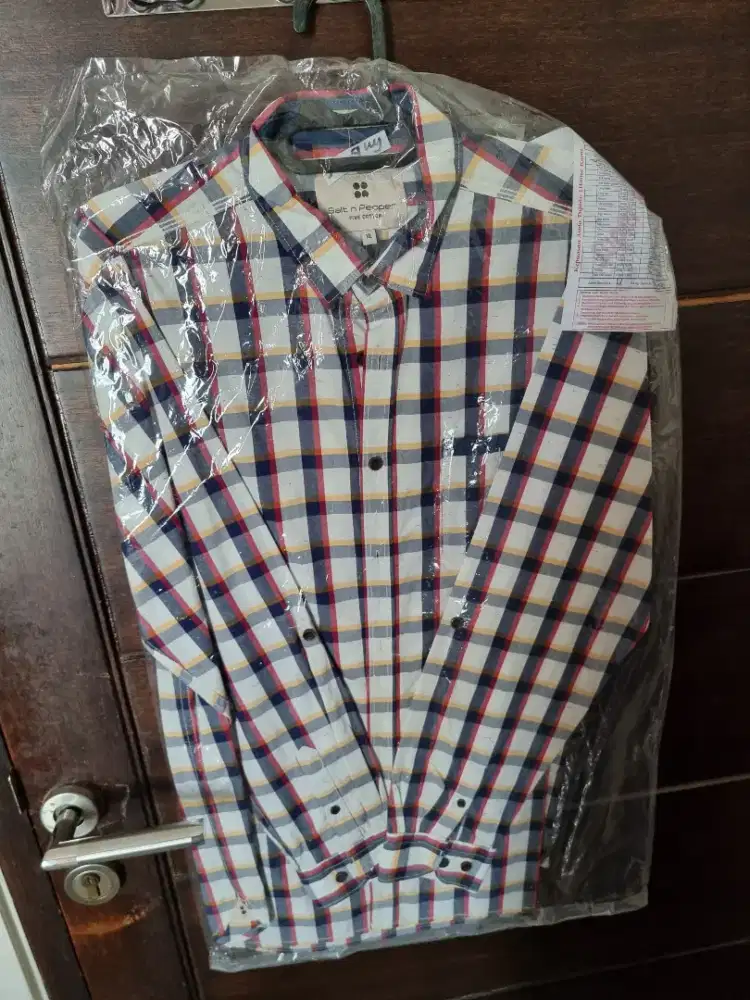 Kemeja lengan panjang pria salt pepper moc