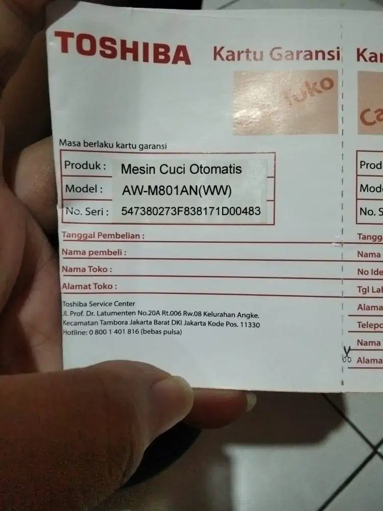 Mesin cuci Toshiba 1 tabung,bukaan atas