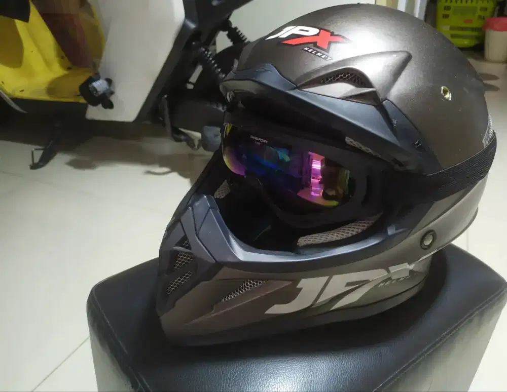 jual helm JPX fox1 gunmetal doff rare color utk offroader, paintball