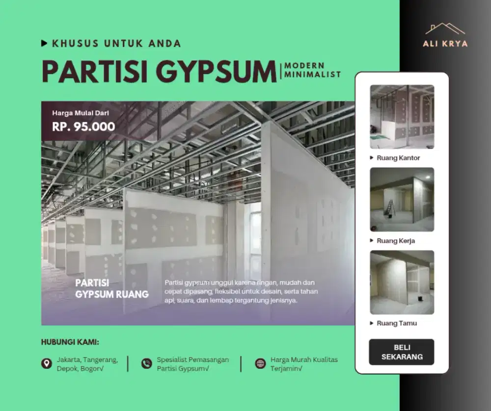 Ahli Pasang Partisi Gypsum Murah