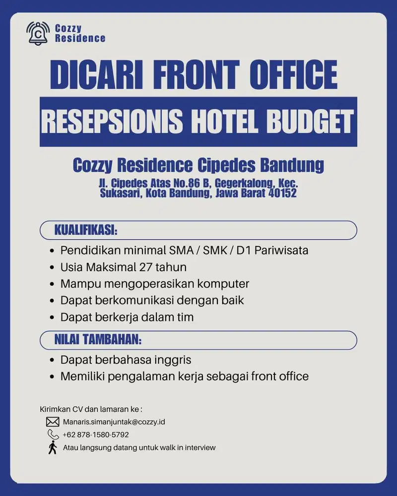 Front Office Hotel Budget