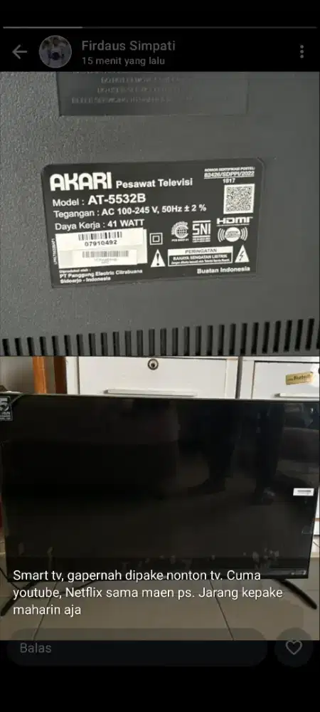 Jual smart tv Akari 32in