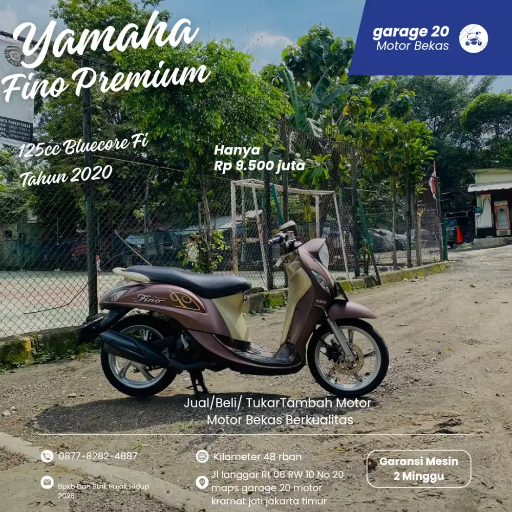 Yamaha Fino Premium 125cc Bluecore Fi Tahun 2020 Pajak Hidup