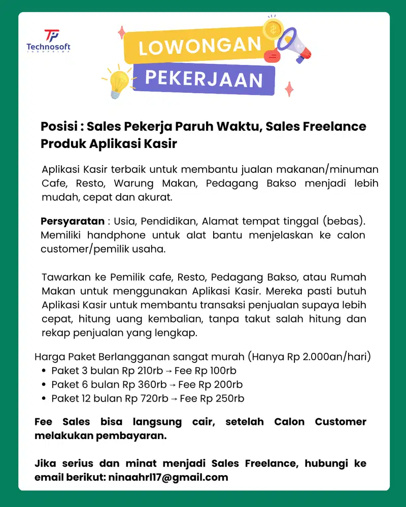 Sales Freelance/Sales Paruh Waktu