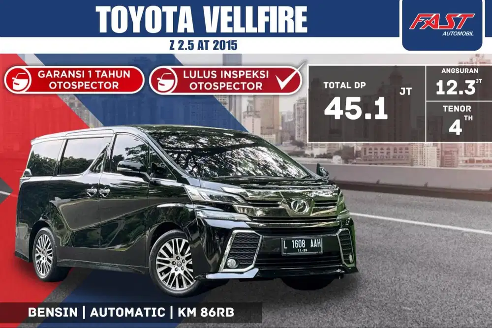 TOYOTA VELLFIRE Z 2015 2.5 AT SUNROOF CAPTAIN SEAT & PAJAK PANJANG#F6S