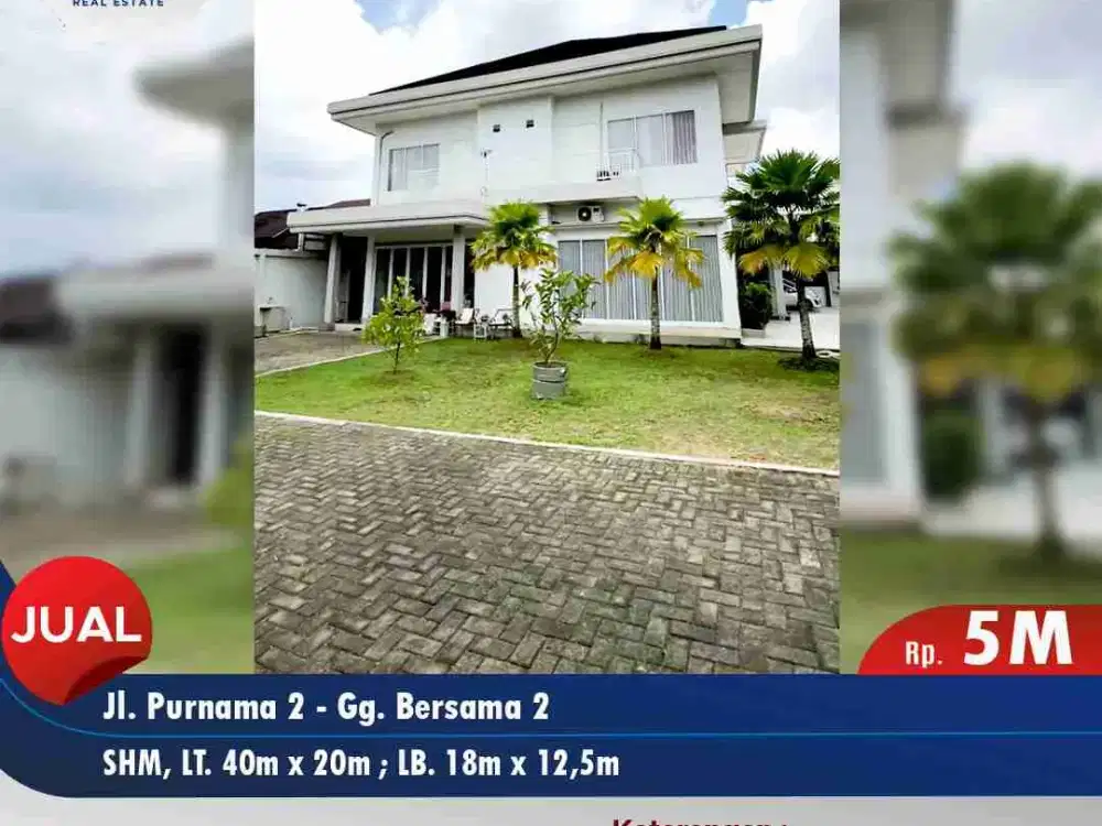 Rumah mewah 2 lantai halaman luas kota Pontianak di Jl. Purnama 2