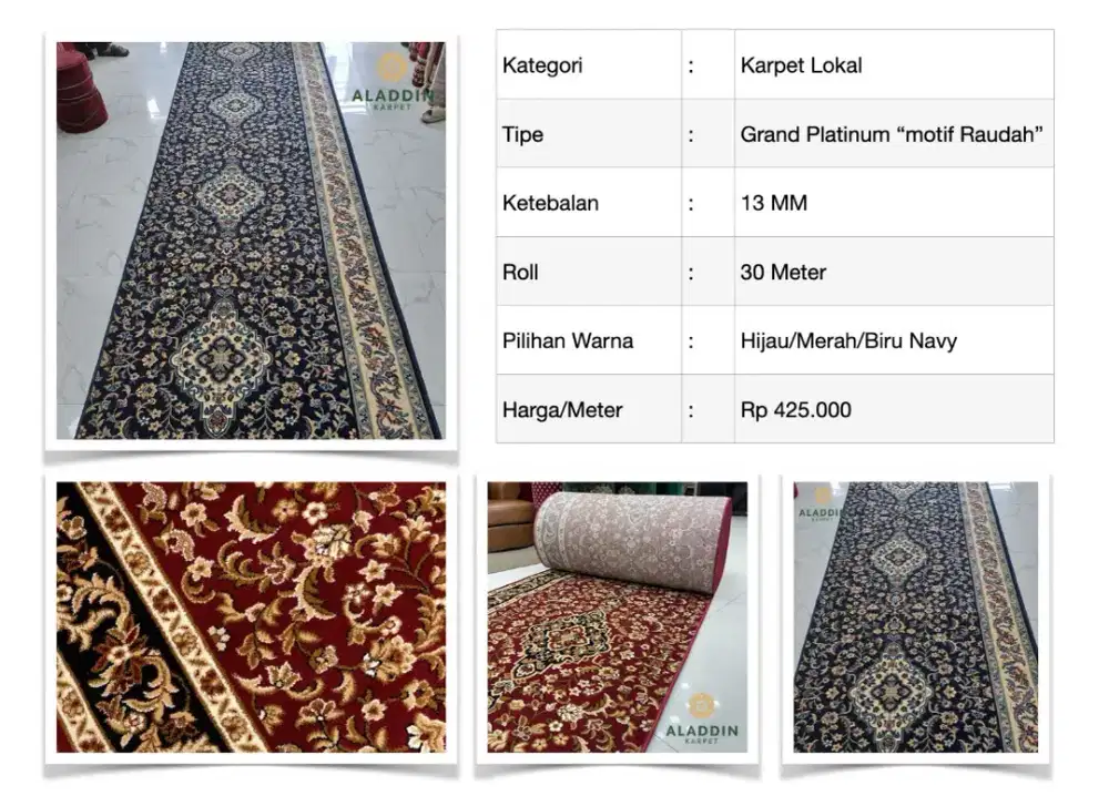 Karpet Masjid Platinum Motif Raudoh