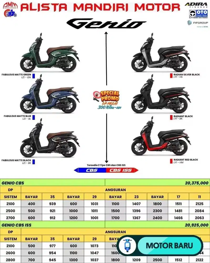 [Motor Baru] PROMO DP 600 RiBU HONDA GENIO Series 2025
