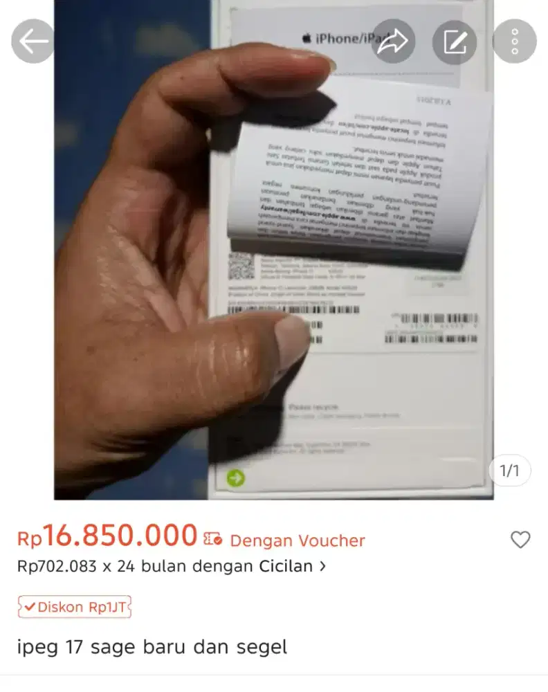 Iphone 17 sage baru dan segel