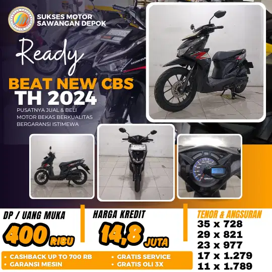 PROMO CASH KREDIT DP 400 HONDA BEAT NEW CBS TH 2024 MULUS BERGARANSI