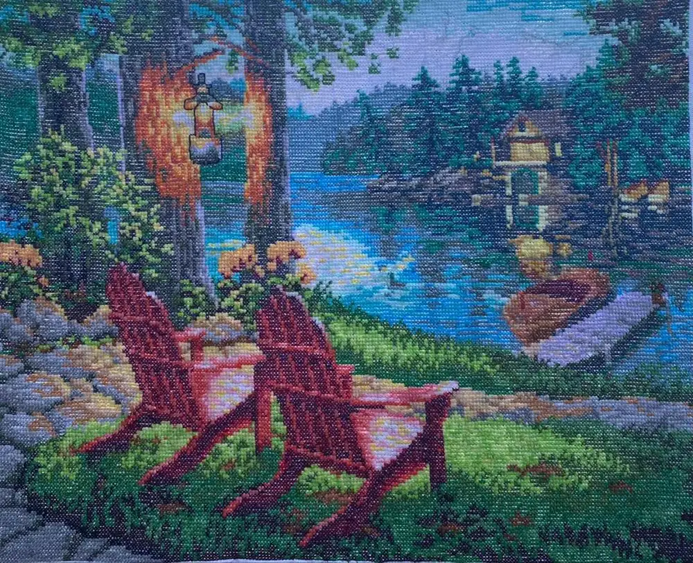 Strimin Sulam 'TWILIGHT'S CALM' dgn Teknik Tusuk Silang (60x49cm)