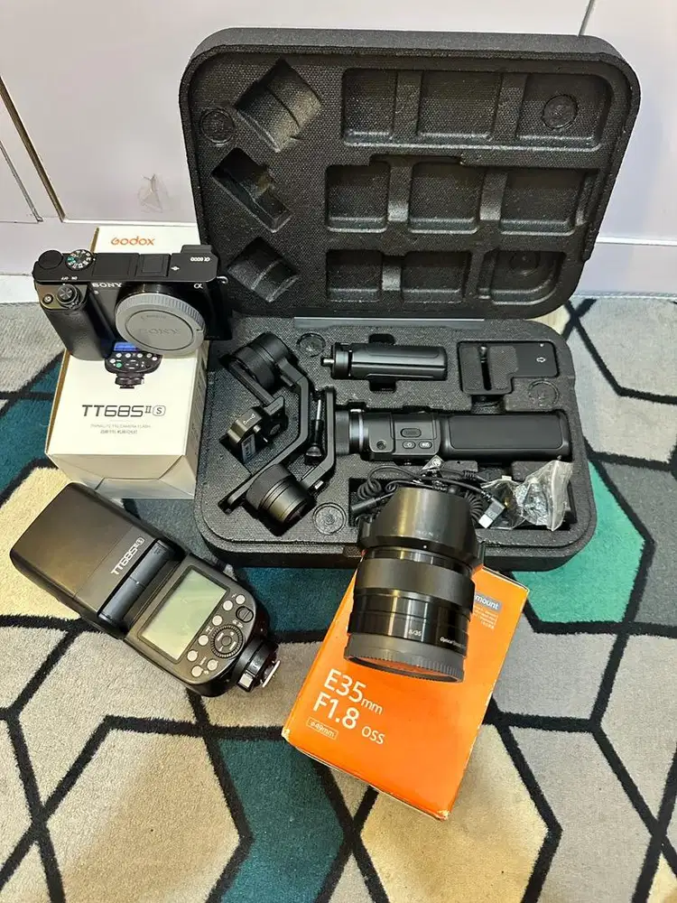Sony A6000 Lensa dan flash dan gimbal