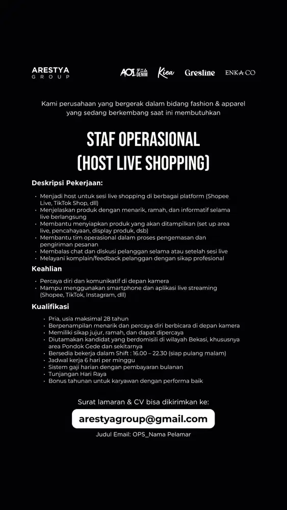 STAF OPERASIONAL (HOST LIVE SHOPPING)
