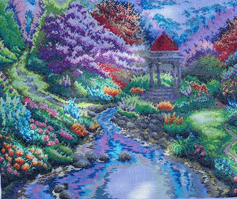 Strimin Sulam 'GARDEN' dgn Teknik Tusuk Silang (82x66cm)